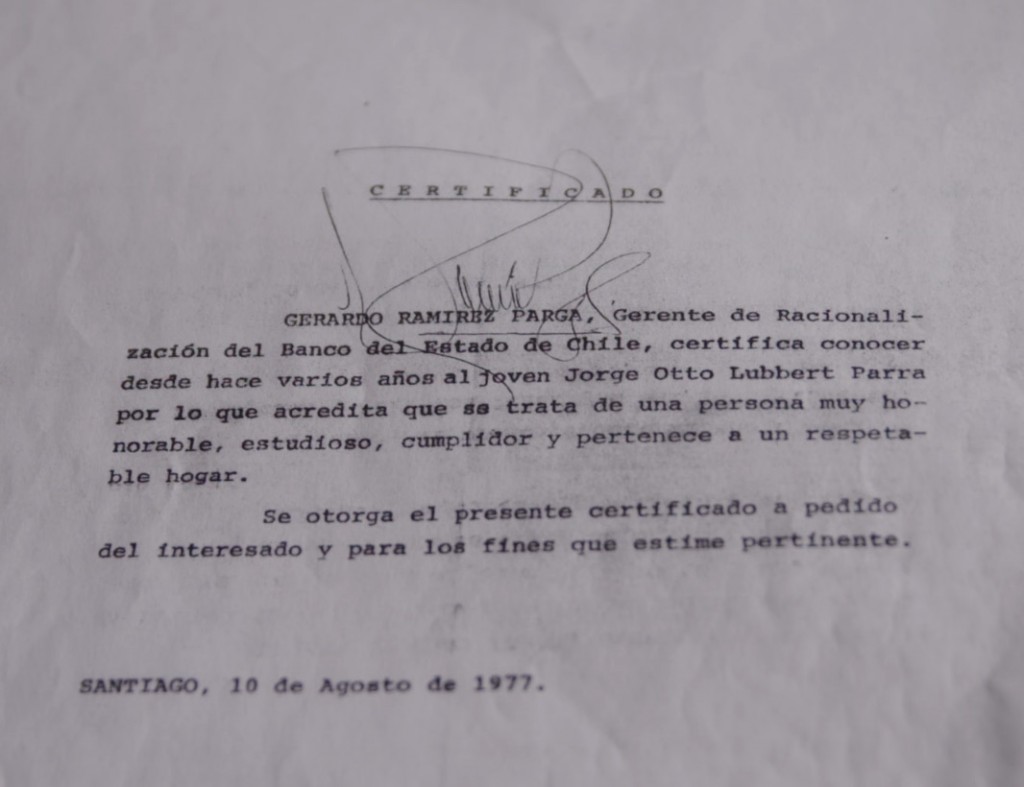 Carta de Gerardo Ramírez Parga donde recomienda a Jorge Lübbert para hacer su práctica en la CTC