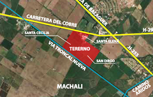 En rojo, los codiciados terrenos de Machalí.