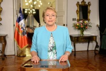 Michelle Bachelet durante la cadena nacional