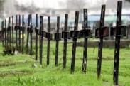 Crosses are seen in historical place known as Patio 29 inside Santiago''s General Cemetery