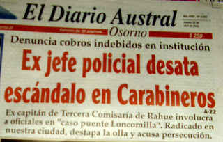 Edición de El Diario Austral dando cuenta de la denuncia de Víctor Vega