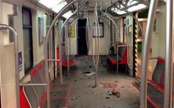 Bagón de Metro tras explosión de bomba en Estación Los Domínicos  